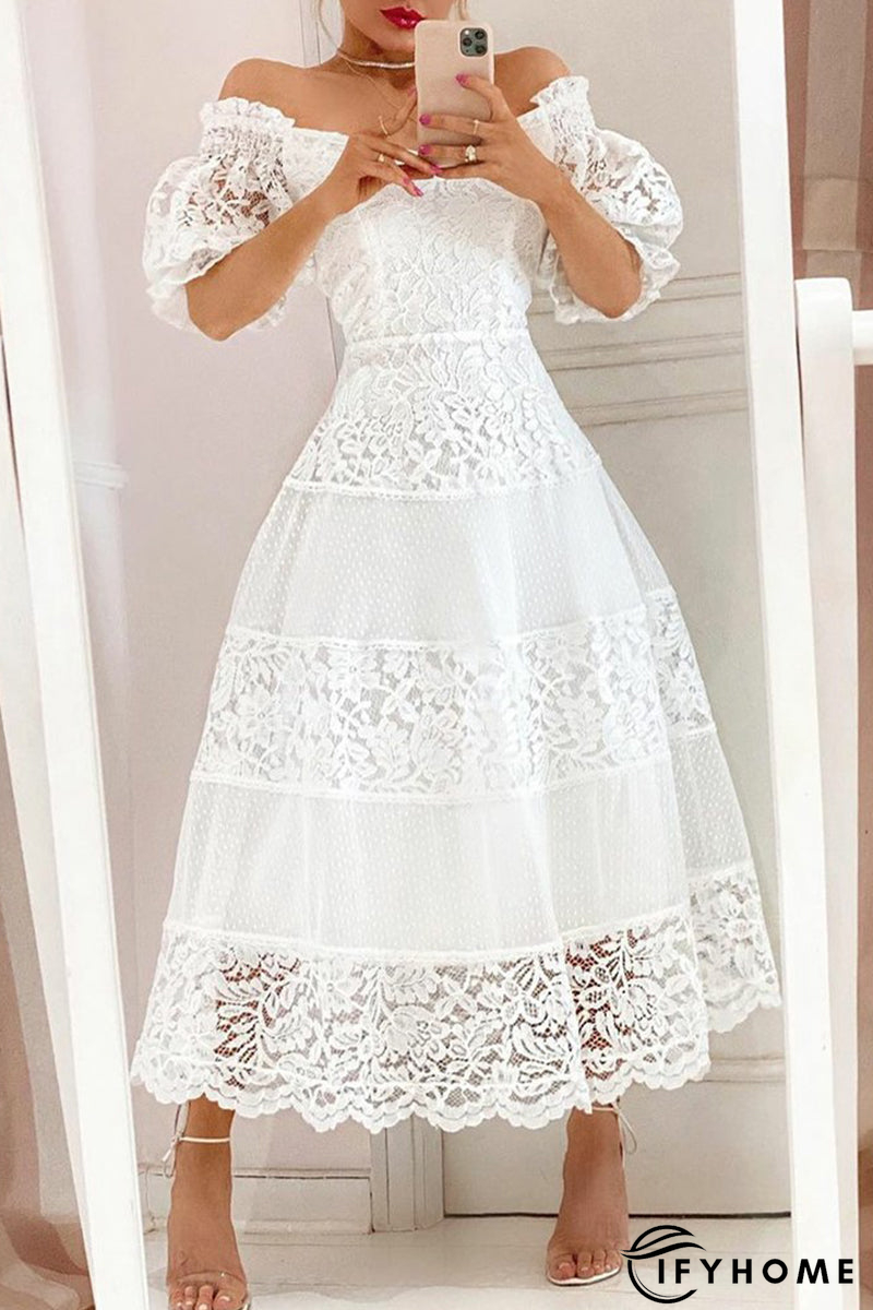 Sweet Elegant Solid Lace V Neck Princess Dresses | IFYHOME