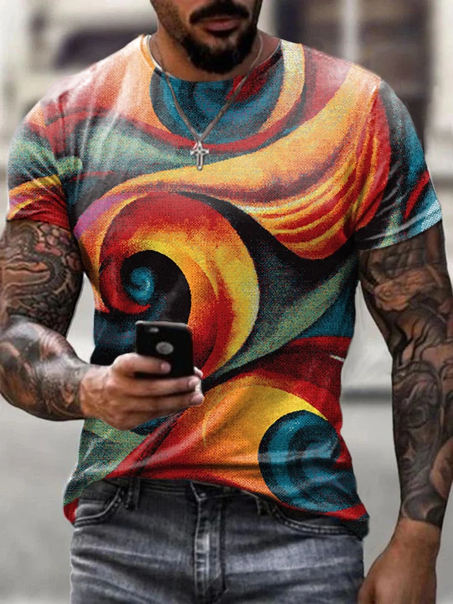 Men's casual round neck short-sleeved T-shirt