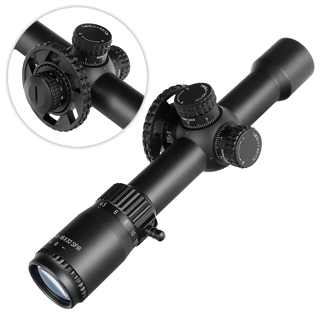 ohhunt® FFP 4.5-18X32 SFIR First Focal Plane 11 Level Red Illuminator Side Parallax Tactical FFP Scope 