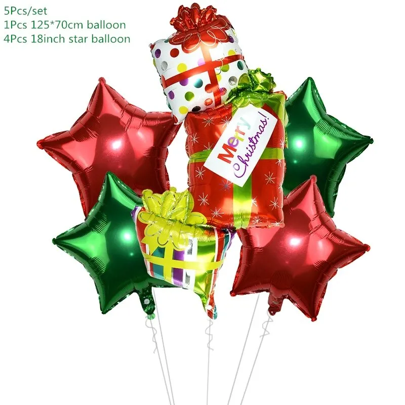 5Pcs/set Cartoon Santa Claus Snowman Foil Balloons Christmas Party Decorations Party Balloons Inflatable Helium Balloon Kids Toy