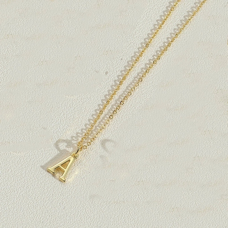 Copper 14K Gold Plated Minimalist Letter Copper Pendant Necklace