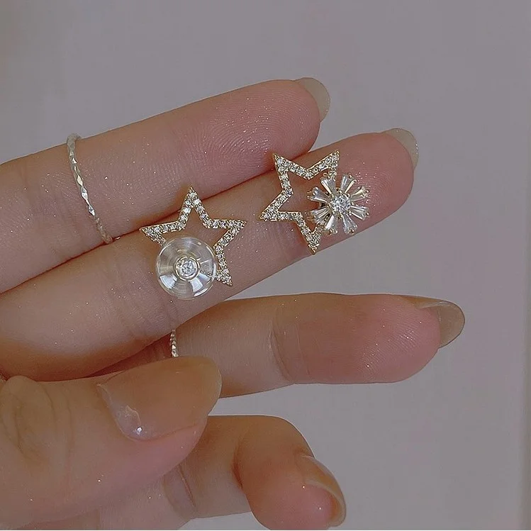 Five-pointed star rotatable earrings