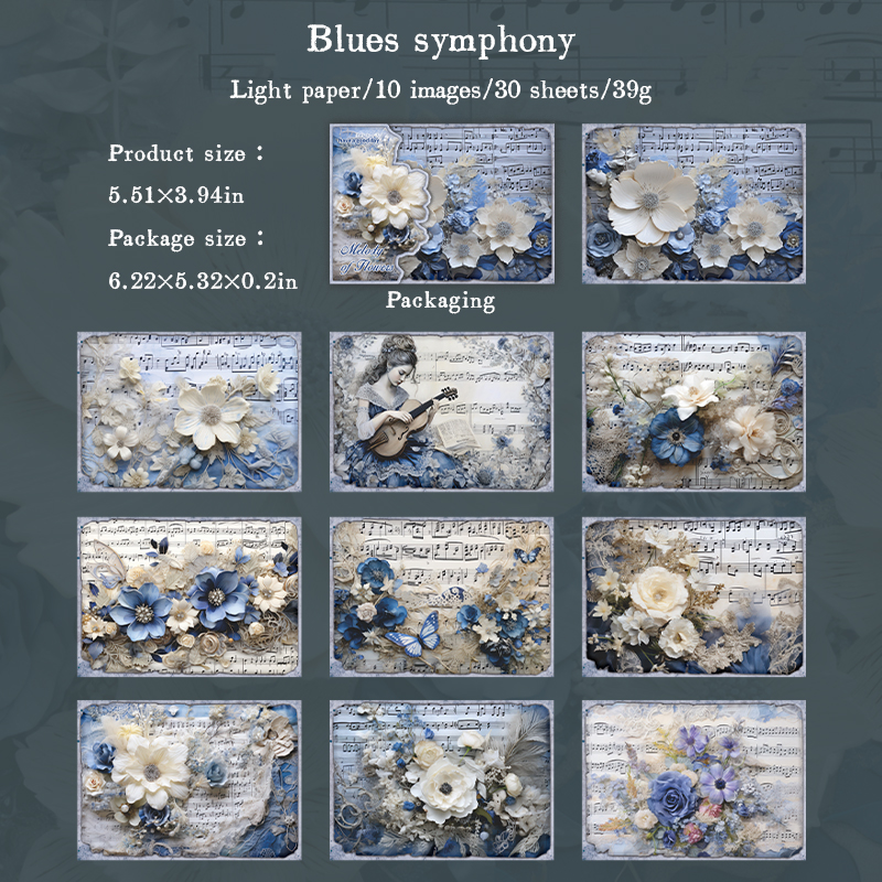 Journalsay Melody of Flower Series Vintage Music Floral Landscaping Material Paper 