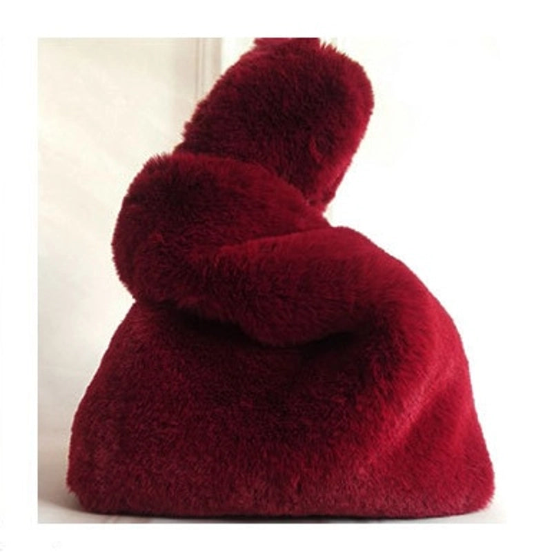 Furry Korean Style Autumn And Winter Imitation Rex Rabbit Fur Handbag Cute Plush Vest Bag For Women