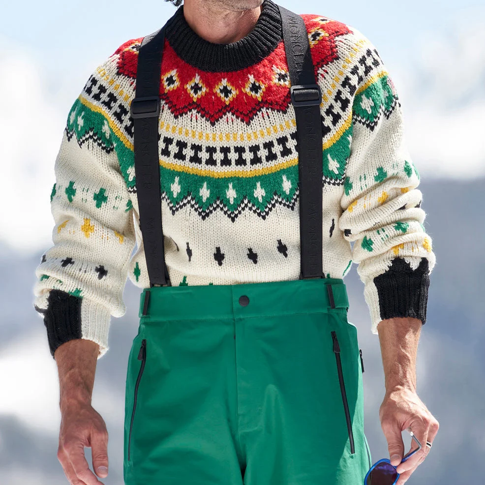 Cashmere Pattern Knitted Woolen Crew Neck Sweater、、URBENIE