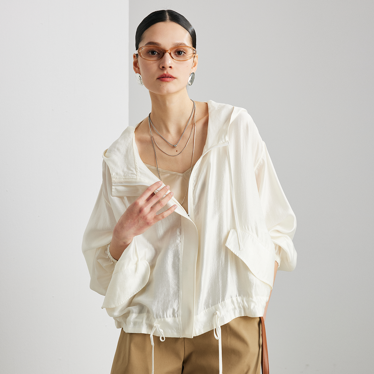 Silk Hooded Jacket Versatile For Daily REAL SILK LIFE