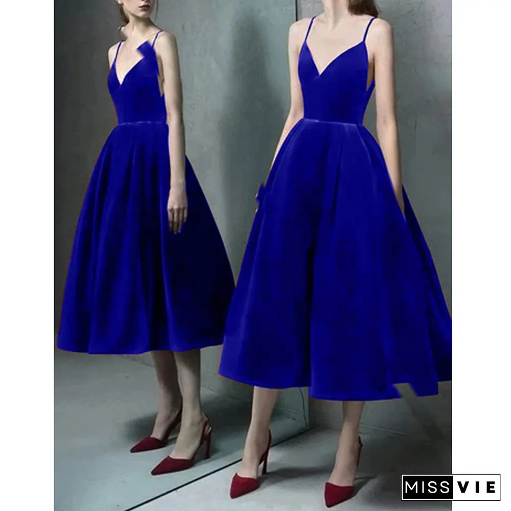A-Line Minimalist Elegant Evening Party Wear Formal Dress Neck Sleeveless Floor Length