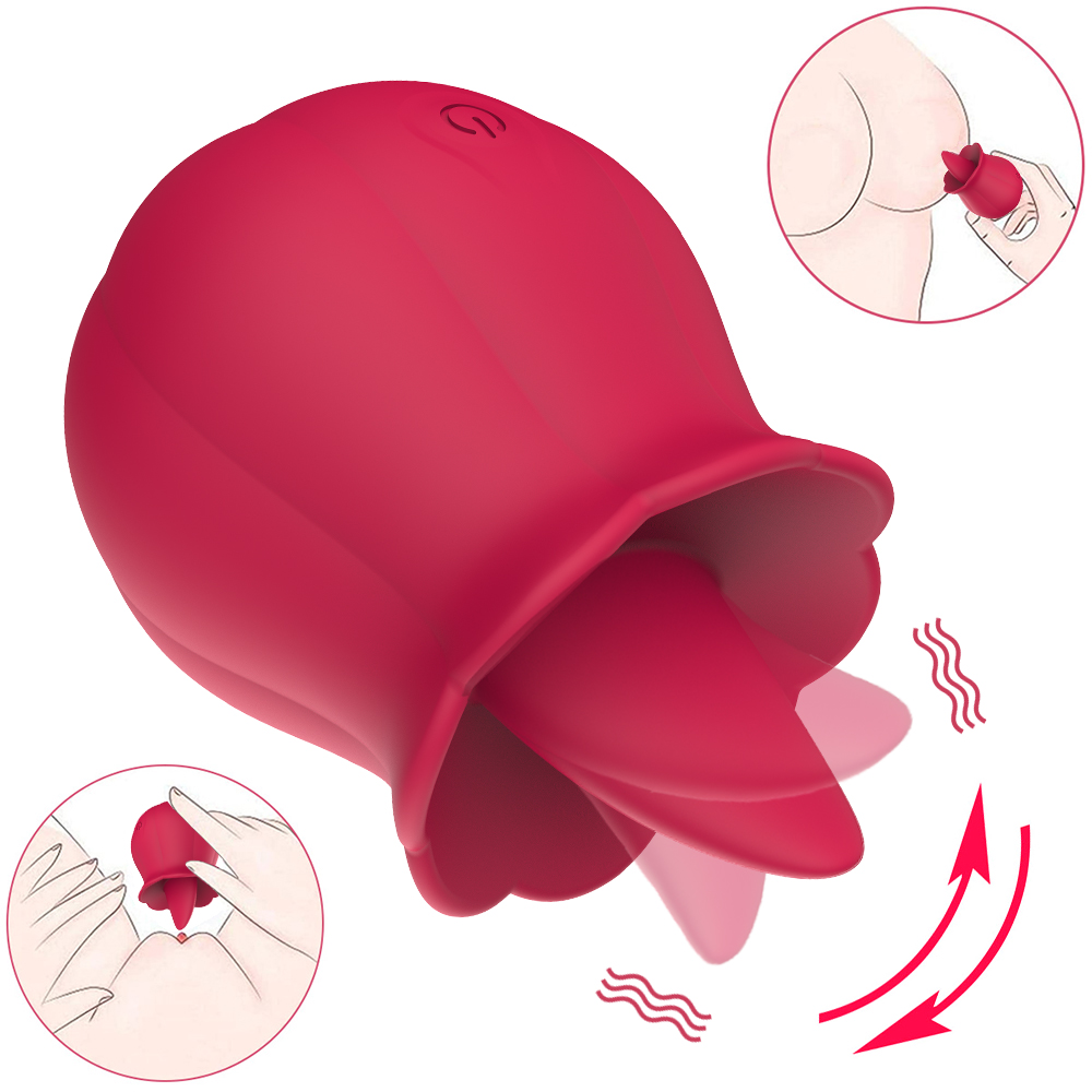 10 Speeds Vibrating Rose Shape Tongue Licking Vibrator For Women