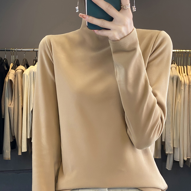 Autumn Winter Women New Fine Darlon Sweater Half-high Collar Solid Pullover Bottoming Knitwear Long Sleeve Skin Friendly Tops | Launchpadint