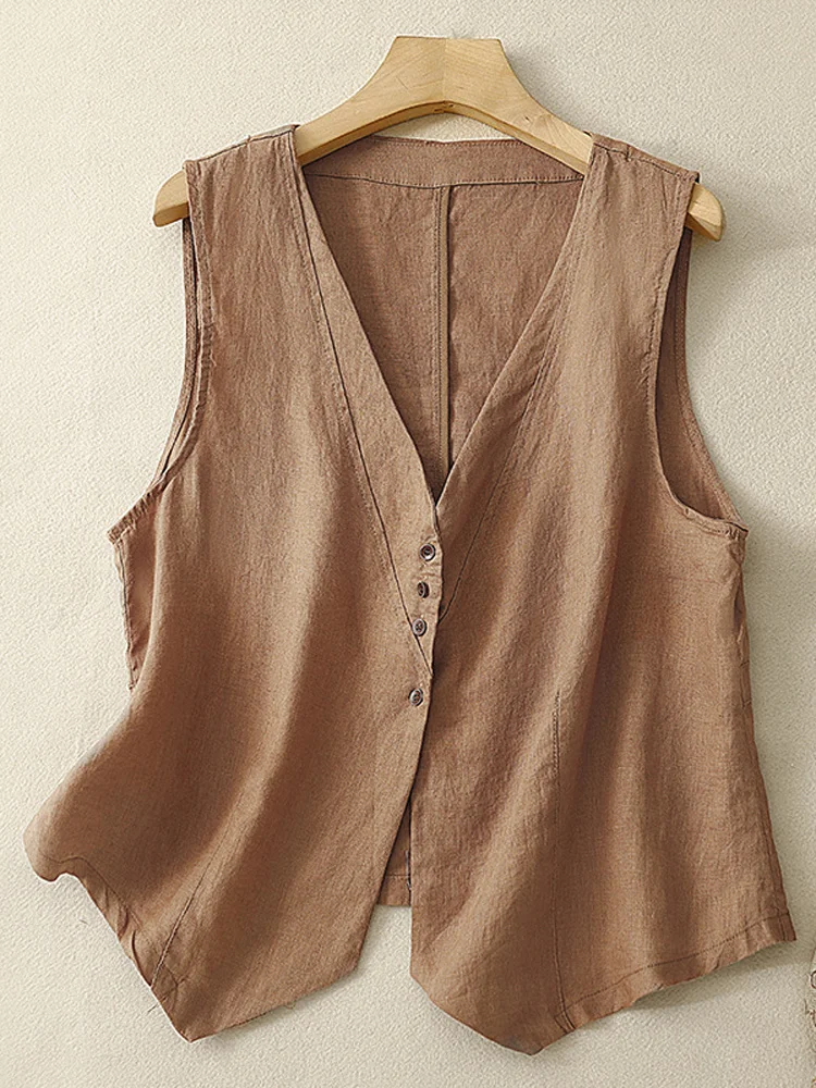 VChics Vintage Linen Blend Classy Vest