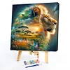 (US Only)Paint By Numbers Kit On Canvas DIY Oil Art Silhouette Lion Picture Decor40x40cm