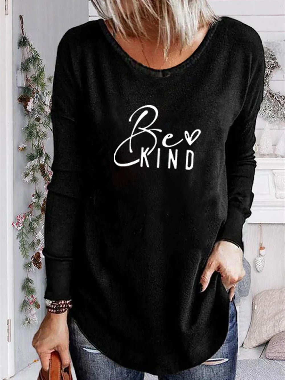 Unisex 100% Cotton Long Sleeve Crew Neck Be Kind Shirt