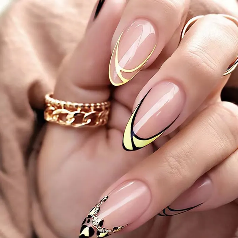 Churchf Churchf White Honey Yellow Simple Stripes Durable Fashion Leopard Print French Wear Armour Almond Beauty Armour Piece Finished Product