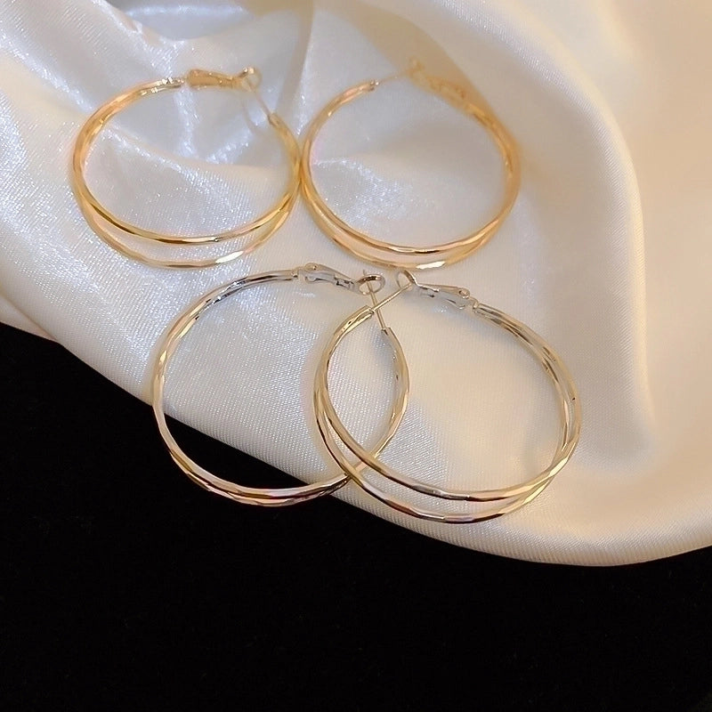 1 Pair Minimalist Solid Color Copper Hoop Earrings