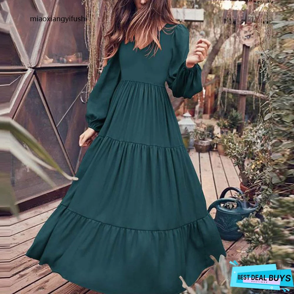 Commuter Temperament Women's Big Swing Dress Black Dresses