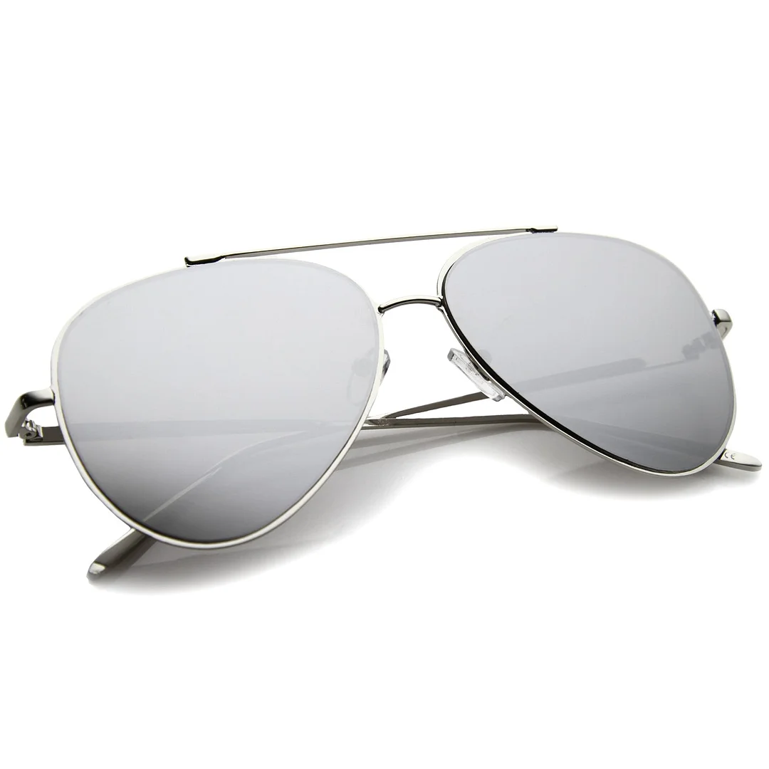 Fashion Teardrop Rimless Mirror Flat Lens Metal Frame Aviator glasses 58mm