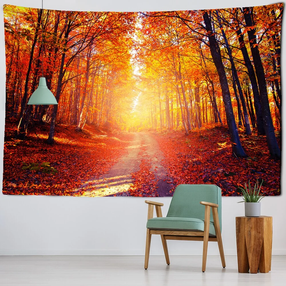 Sunlight Beautiful Forest Natural Scenery Tapestry Wall Hanging Indian Throw Mandala Hippie Bedspread Bohemian Home Decor