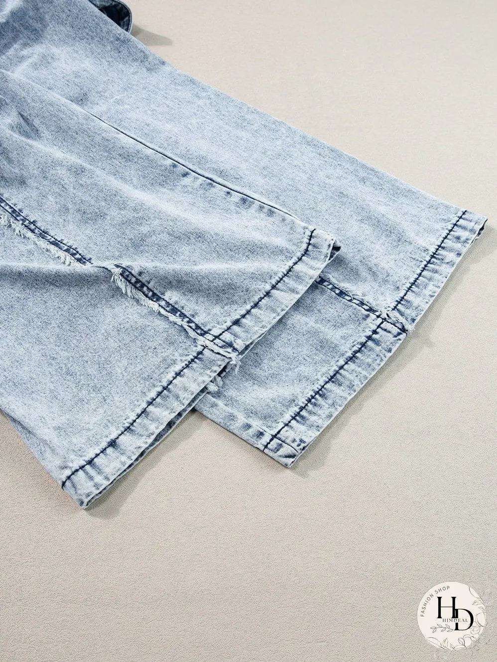 Vintage Beau Blue Denim Overall with Frayed Exposed Seam