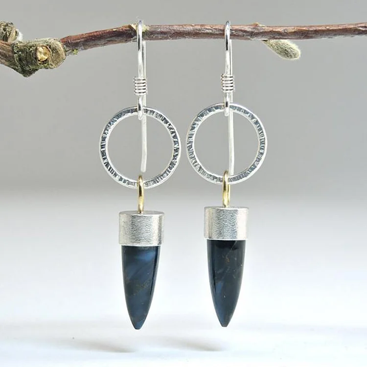 Vintage Geometric Sapphire Earrings