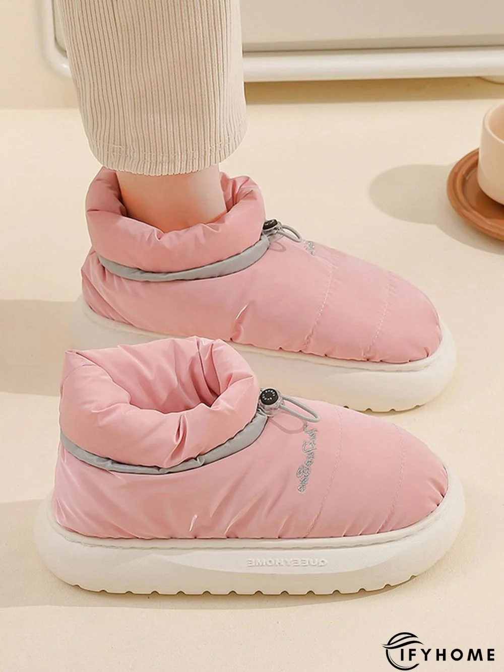 Waterproof Fabric Quilted Non Slip Lined Slipper Boots | IFYHOME