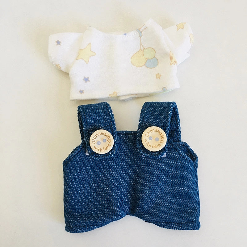 17cm Vinyl Plush Doll Clothes Pull Cloth Pendant T-shirt Button Suspender Pants Clothing Accessories Blind Box Doll Clothes