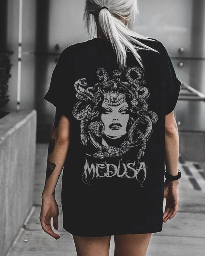 Women's medusa print loose t-shirt
