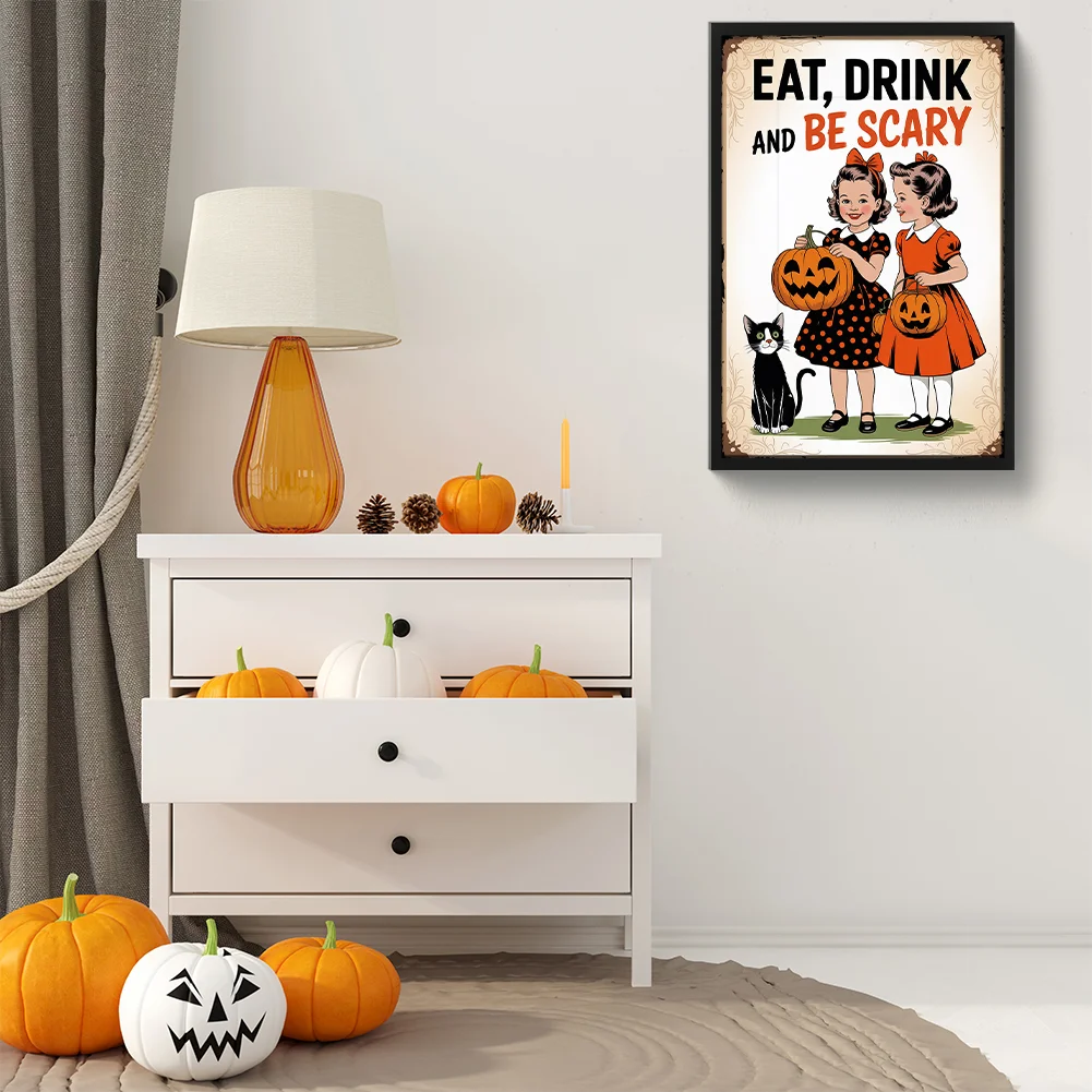 Diamond Painting - Full Round Drill - Halloween Boy Girl(Canvas|30*45cm)