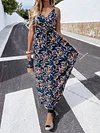 Hawaii Style Printed Condole Belt Maxi Dress