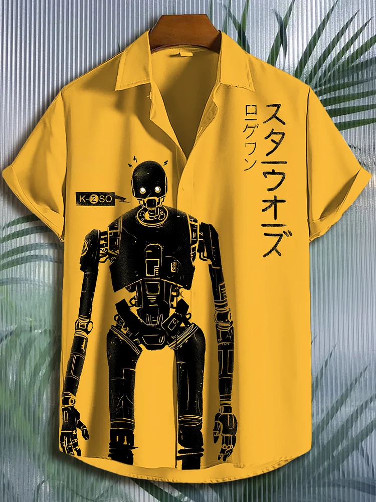 Men's Star War Robot Japanese Art Print Shirt