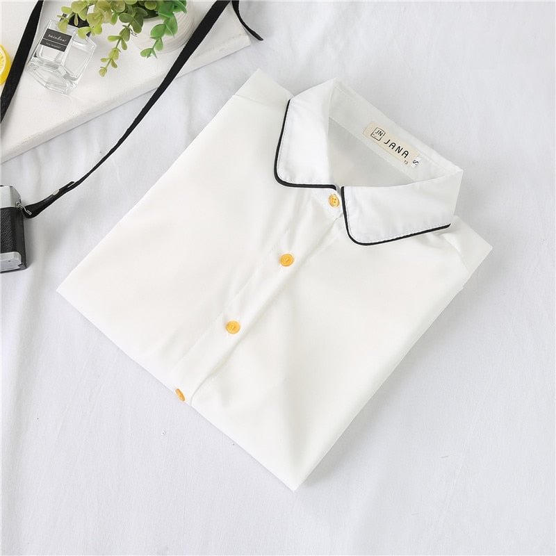 Ladies Office Blouses White Tops Women Shirts Long Sleeve Work Wear Solid Spring 2021 Female Blusas Lapel High Quality #HH36