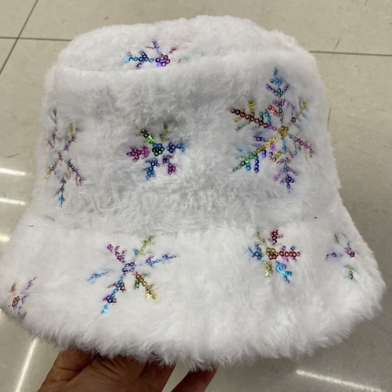 Snowflake Pattern Thickened Fashion Lamb Wool Bucket Hat