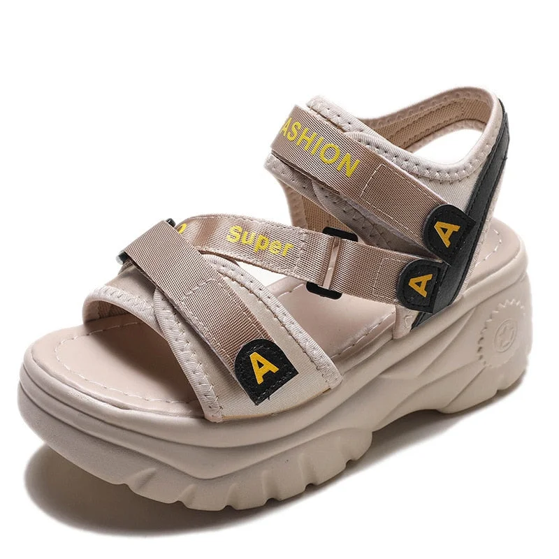 fujin 2021 platform sandals women summer shoes buckle Slides casual sandals women's sports shoes summer  sandalia mujer 2021