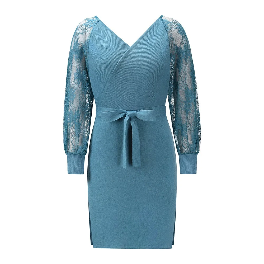 Spring Lace Slim Fit Knit Dress