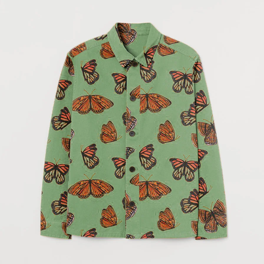 Retro butterfly street style long sleeve shirt