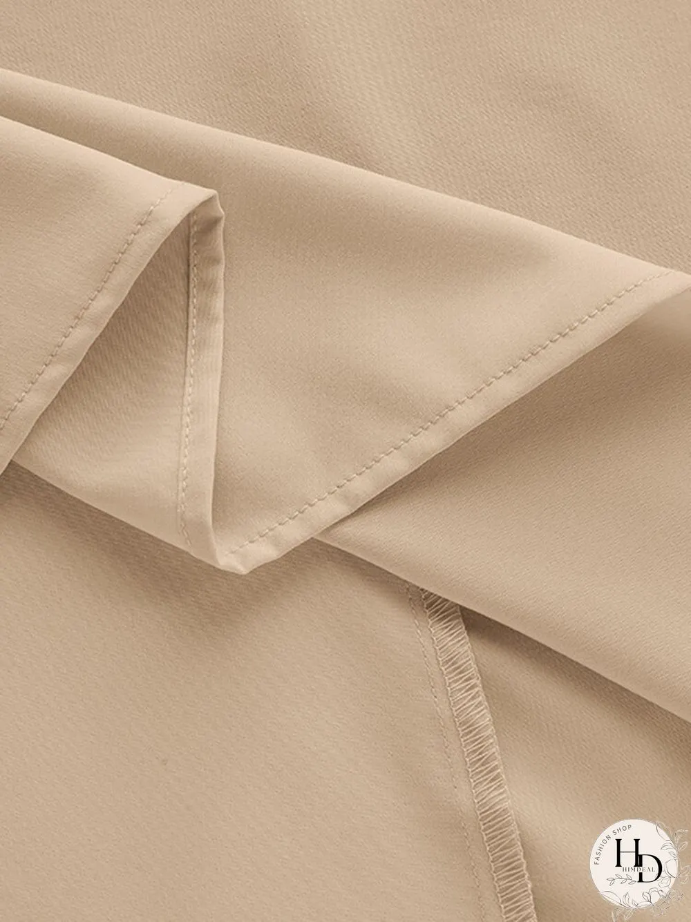 Solid Color Stitching Pleated V Neck Loose Dress