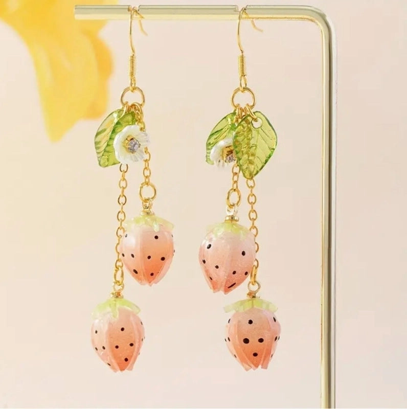 Popular Flower Earrings Chinese Advanced Color Creative Ear Hook Fresh Sweet Vitality Plant Pendant Jewelry