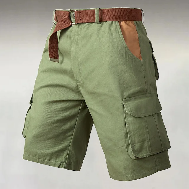 Men's Solid Color Multi-pocket Loose Casual Cargo Shorts