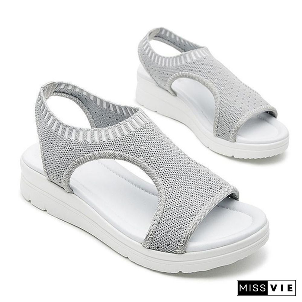 Size 35-45 Women Shoes Summer Elastic Band Platform Sandals Black Shoes Flat Casual Sandals Flip Flops