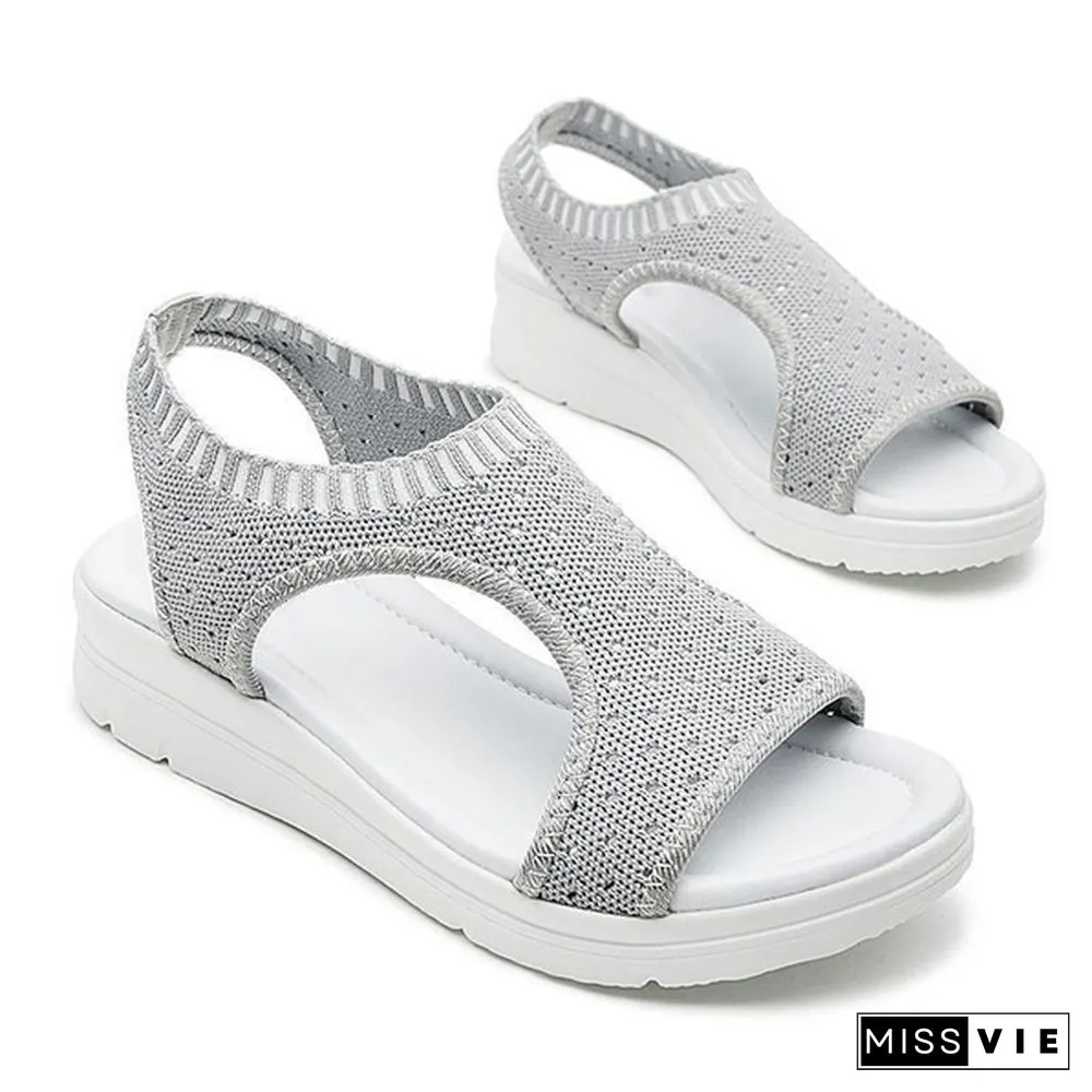 Size 35-45 Women Shoes Summer Elastic Band Platform Sandals Black Shoes Flat Casual Sandals Flip Flops