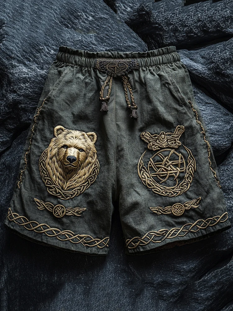 Men's Viking Nordic Bear Runes Casual Shorts / Rvogue / Rvogue