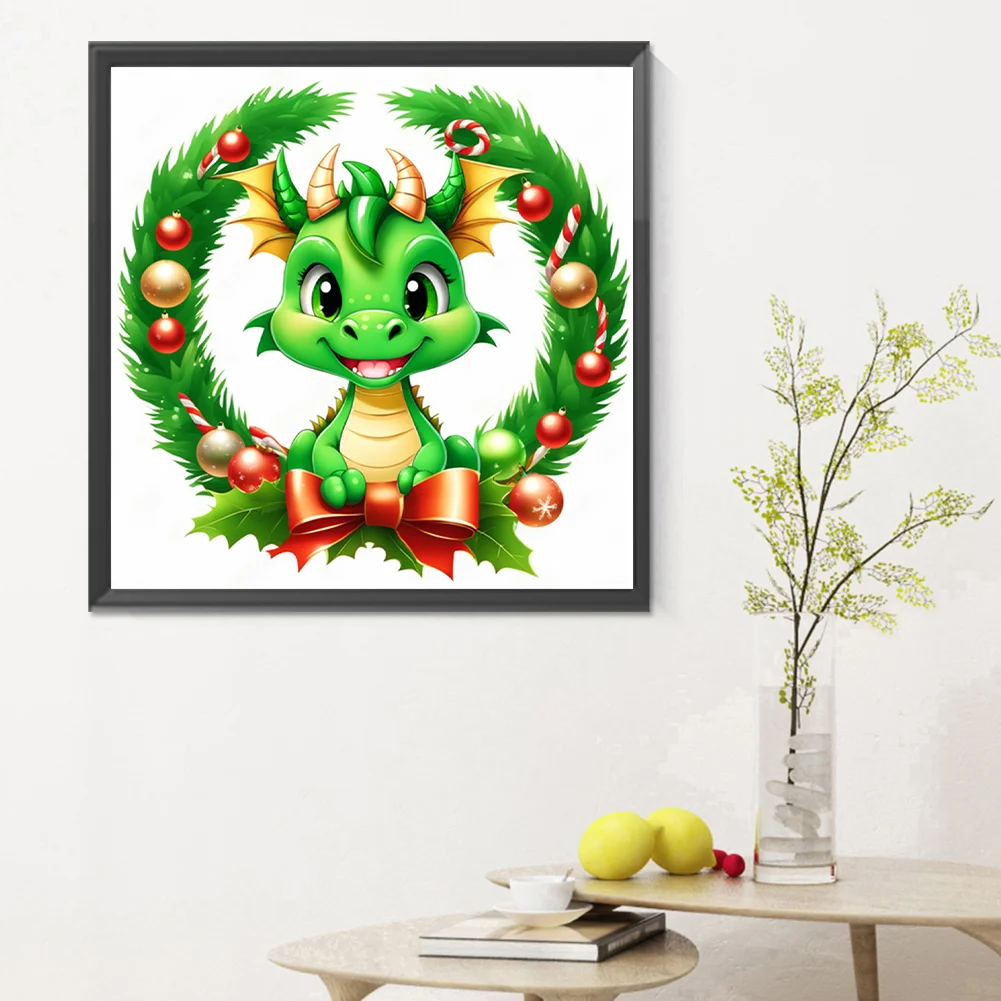 Full Round Diamond Painting 30*30cm - Dragon In The Wreath