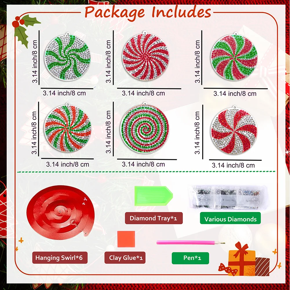 12pcs Diamond Painting Art Pendant Snowman Special Shape Christmas