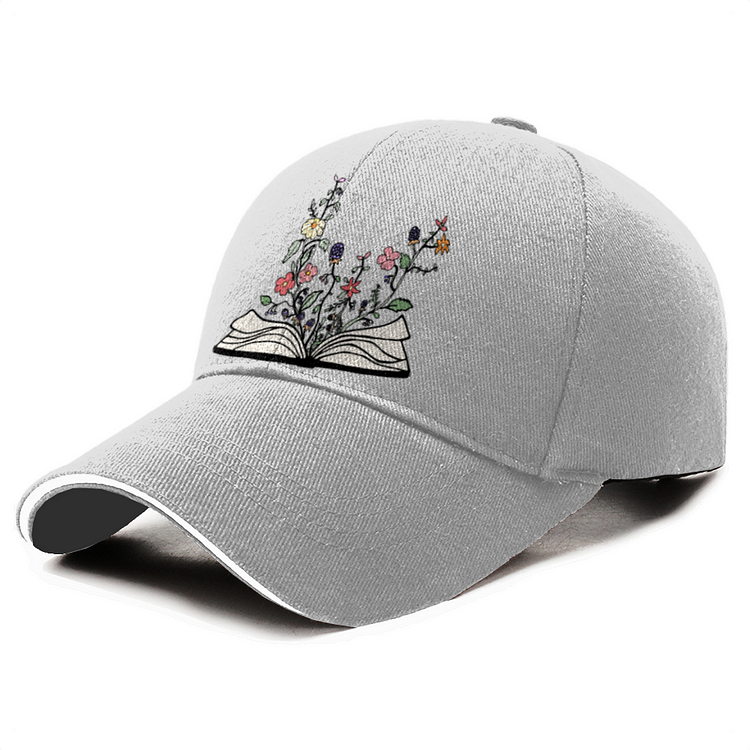 Flowers Growing From Old Book, Flower Baseball Cap