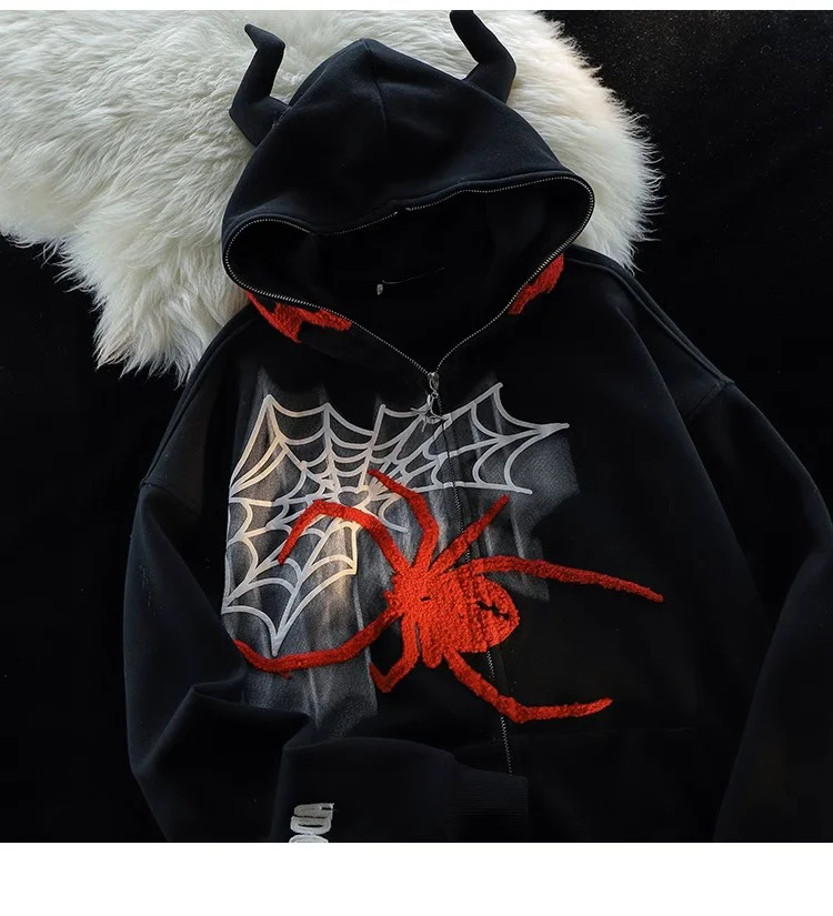 Casual Cardigan Coat Spider Hoodie