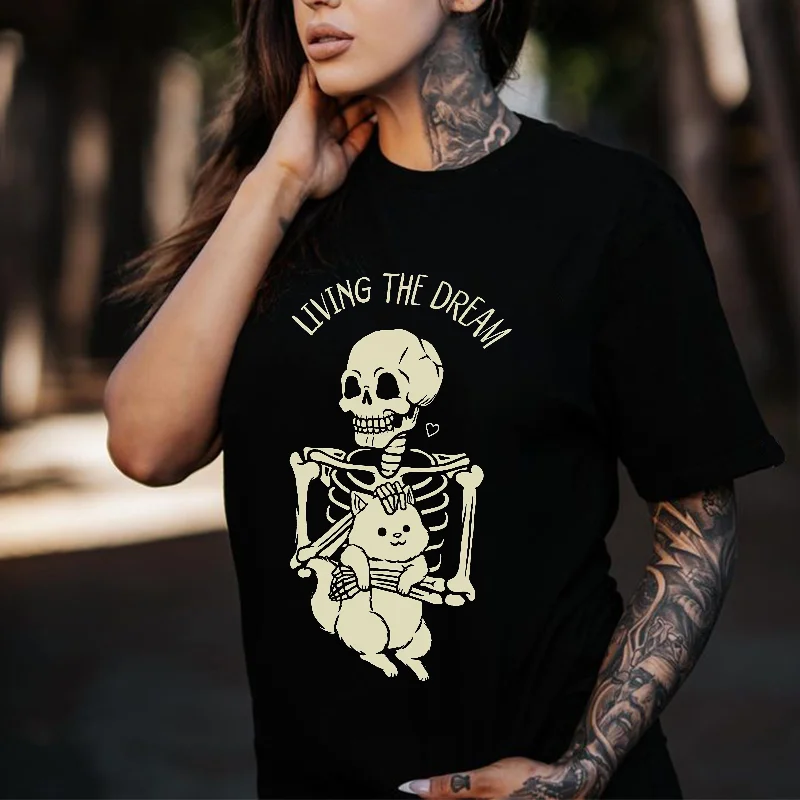 Living The Dream Printed Women's T-shirt -  