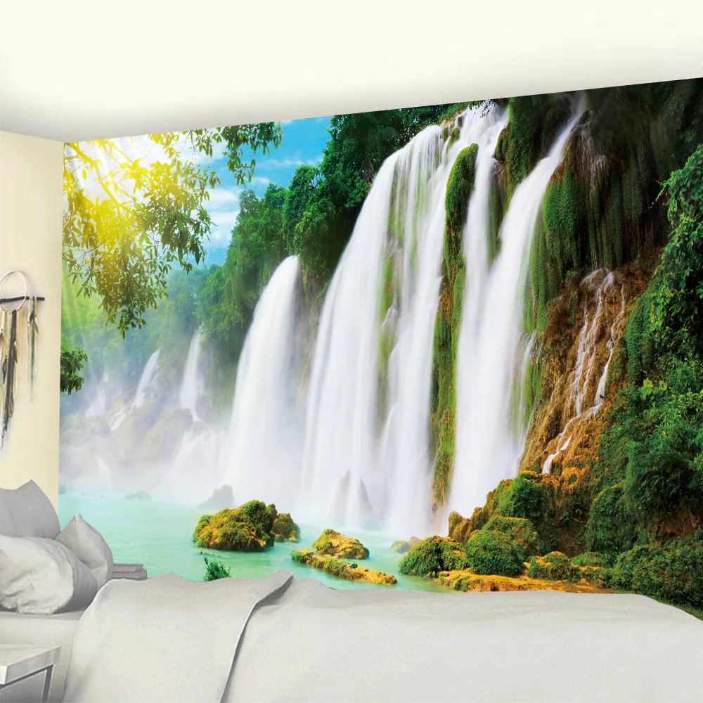 Nigikala waterfall forest home art tapestry Hippie Bohemian decoration large bed sheet background wall sofa blanket