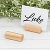 10 Pack | 2" Natural Farmhouse Cylindrical Wooden Place Card Holders, Rustic Table Number Stands