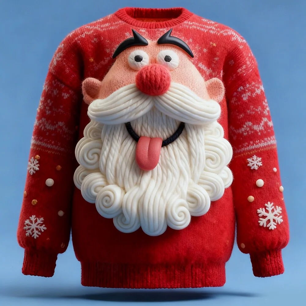 3D Print Unisex Santa Claus Crew Neck Christmas Ugly Sweatshirt-inspireuse