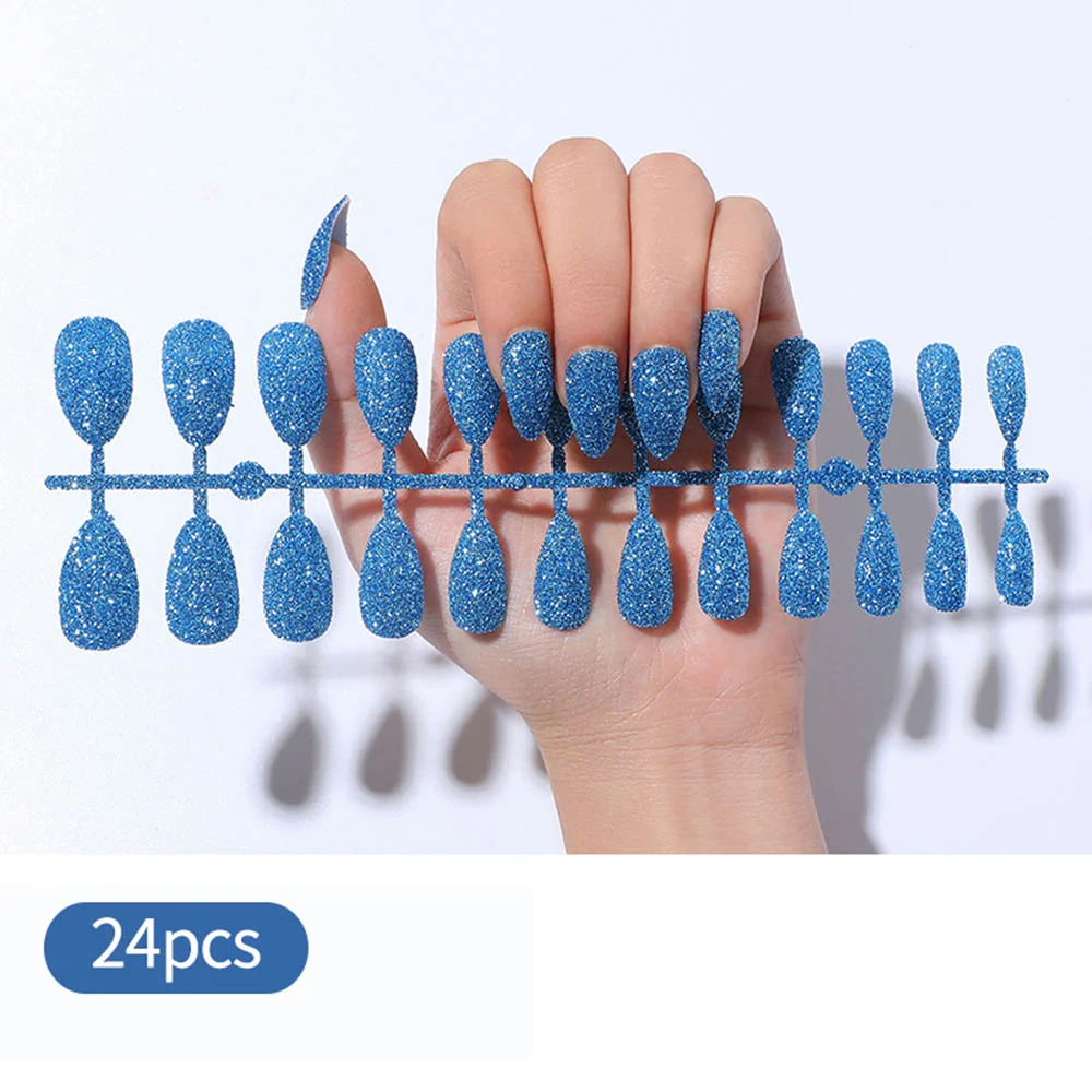Free shipping fake nails Nail Art Decorations 24pcs Fake Nails Solid Color Frosted Matte Full Cover новогодние накладные ногти-Nail Inspo