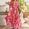 Gioiacombo&trade; Abito estivo con tasca con scollo a V e stampa floreale da donna